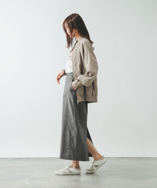 GLOBAL WORK（グローバルワーク）の「イージーケアリネンIラインスカート/636496（スカート・レディース・ブラック/グレー/ブラウン/グレイッシュベージュ・LARGE/MEDIUM）」の17枚目の写真