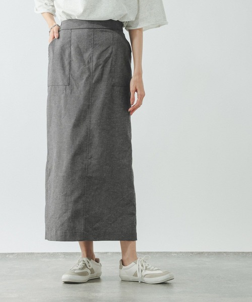 GLOBAL WORK（グローバルワーク）の「イージーケアリネンIラインスカート/636496（スカート・レディース・ブラック/グレー/ブラウン/グレイッシュベージュ・LARGE/MEDIUM）」の18枚目の写真
