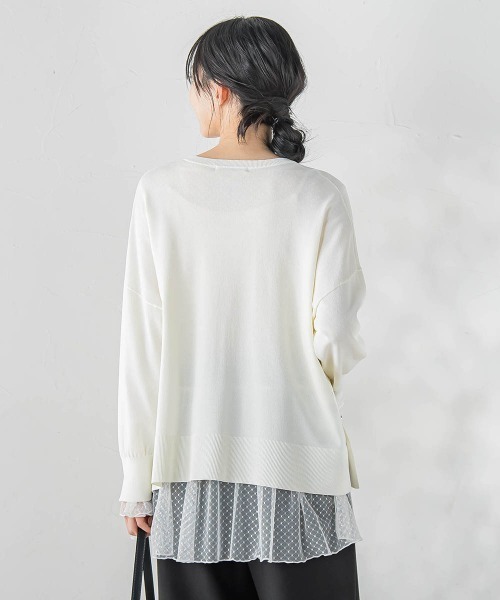 Droite lautreamont(ドロワットロートレアモン)の「サイドボタンニット≪手洗い可能≫(ニット/セーター・レディース・オフホワイト/ブラック/ピンク・M)」の6枚目の写真