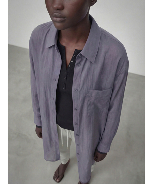 ACUD（アクド）の「Sheer Nylon Long Shirt _Navy（シャツ/ブラウス・レディース・ネイビー・FREE）」の2枚目の写真