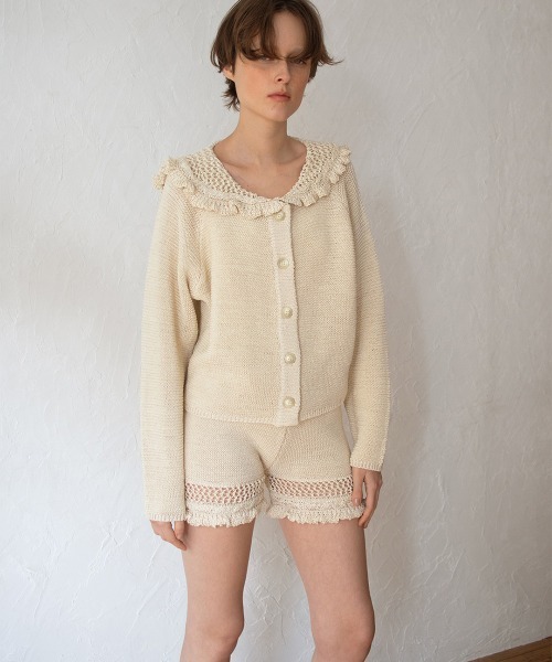 leinwande（ラインヴァンド）の「【leinwande】26SS新作 Ruffle Crochet Shorts（その他パンツ・レディース・ネイビー系/ホワイト/ブラック・ONE SIZE）」の8枚目の写真