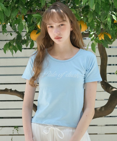 Birthday room(バースデイルーム)の「カップ付きロゴT/Logo T-shirt with built-in cups(Tシャツ/カットソー・レディース・サックスブルー/グレー・FREE)」の2枚目の写真