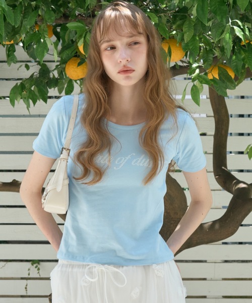 Birthday room(バースデイルーム)の「カップ付きロゴT/Logo T-shirt with built-in cups(Tシャツ/カットソー・レディース・サックスブルー/グレー・FREE)」の8枚目の写真