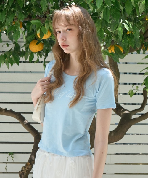 Birthday room(バースデイルーム)の「カップ付きロゴT/Logo T-shirt with built-in cups(Tシャツ/カットソー・レディース・サックスブルー/グレー・FREE)」の17枚目の写真