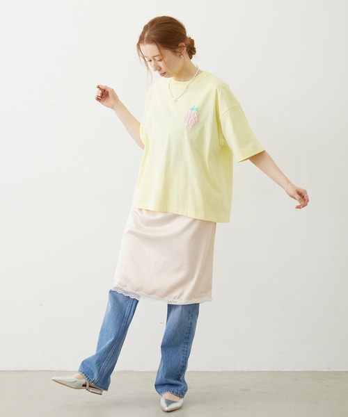 MILKFED.(ミルクフェド)の「MELTY STRAWBERRY WIDE S/S TEE(Tシャツ/カットソー・レディース・オフホワイト/イエロー/ネイビー・M/L)」の19枚目の写真