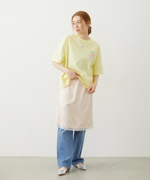 MILKFED.(ミルクフェド)の「MELTY STRAWBERRY WIDE S/S TEE(Tシャツ/カットソー・レディース・オフホワイト/イエロー/ネイビー・M/L)」の21枚目の写真