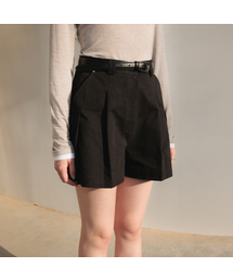 Double Pintuck Half Pants [Black]