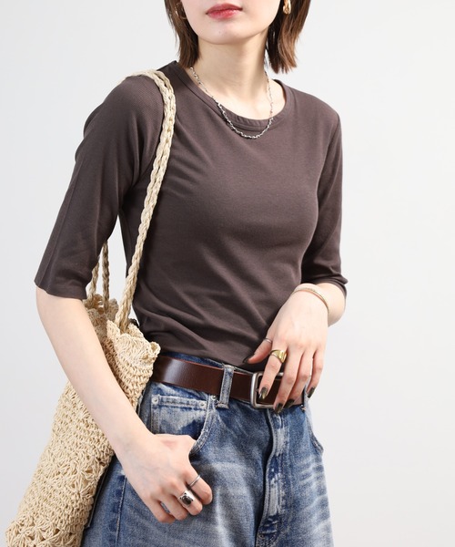 SO(エスオー)の「ロングTシャツ 半端袖(Tシャツ/カットソー・レディース・ブラック/ホワイト/チャコール/ベージュ・L/S/M)」の18枚目の写真