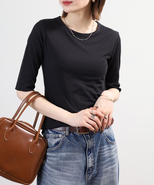 SO(エスオー)の「ロングTシャツ 半端袖(Tシャツ/カットソー・レディース・ブラック/ホワイト/チャコール/ベージュ・L/S/M)」の15枚目の写真