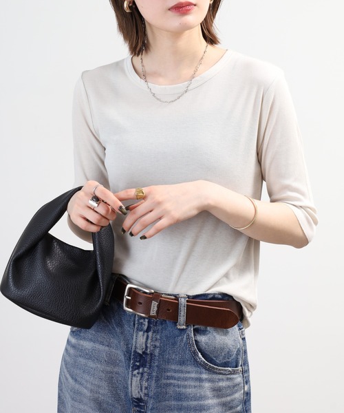 SO(エスオー)の「ロングTシャツ 半端袖(Tシャツ/カットソー・レディース・ブラック/ホワイト/チャコール/ベージュ・L/S/M)」の21枚目の写真