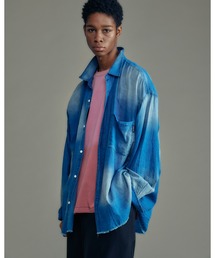 ADAMPATEK/aging sheer denim shirt/エイジングシアーデニムシャツ(AP2615008)