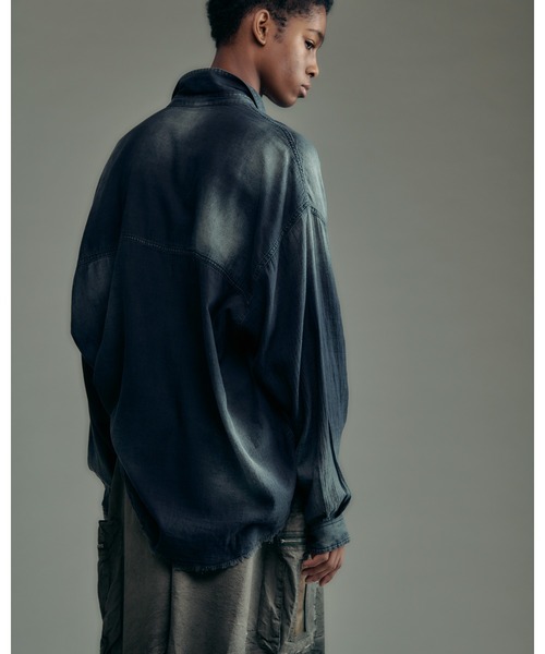ADAM PATEK(アダムパテック)の「ADAMPATEK/aging sheer denim shirt/エイジングシアーデニムシャツ(AP2615008)(シャツ/ブラウス・レディース・ブラック/ブルー・1/2)」の1枚目の写真