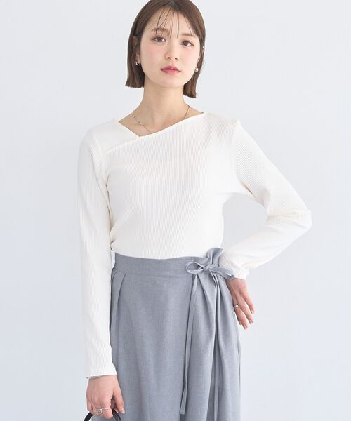 earth music&ecology(アースミュージックアンドエコロジー)の「アシメネックリブプルオーバー(Tシャツ/カットソー・レディース・ブラック/アイボリー/ライトイエロー/ライトグリーン・FREE)」の13枚目の写真