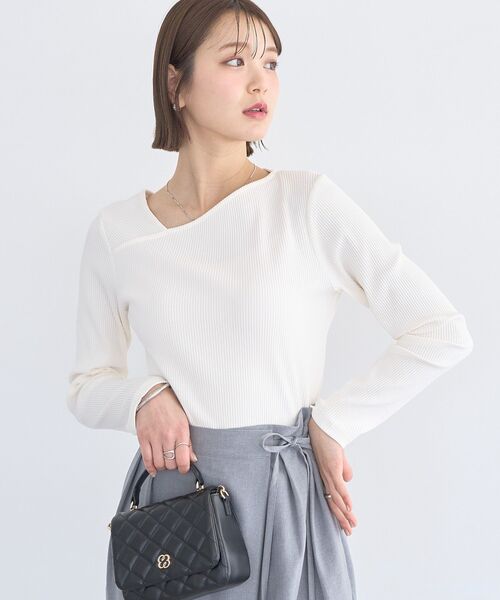 earth music&ecology(アースミュージックアンドエコロジー)の「アシメネックリブプルオーバー(Tシャツ/カットソー・レディース・ブラック/アイボリー/ライトイエロー/ライトグリーン・FREE)」の14枚目の写真