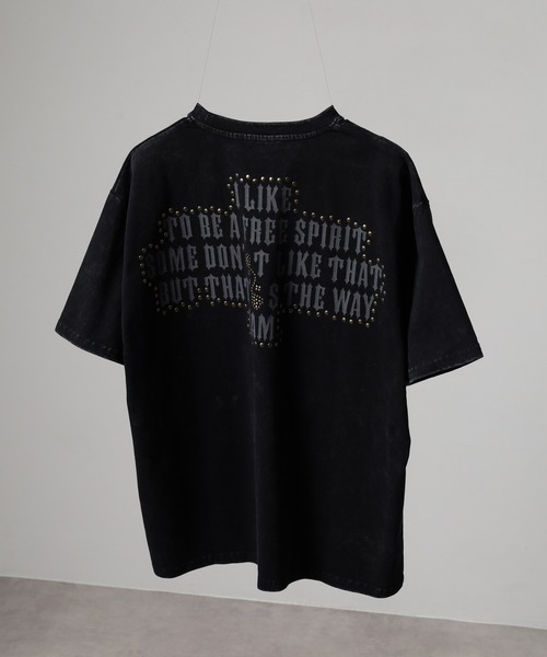 RE730（アールイーセブンサーティー）の「RE730 古着風ビンテージ半袖Tシャツ　ホットフィックスロゴ（Tシャツ/カットソー・メンズ・ブラック/グレー・M/L）」の2枚目の写真