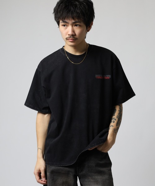RE730（アールイーセブンサーティー）の「RE730 古着風ビンテージ半袖Tシャツ　ホットフィックスロゴ（Tシャツ/カットソー・メンズ・ブラック/グレー・M/L）」の7枚目の写真