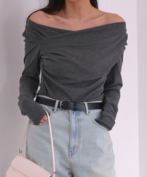 AKTE | アシンメトリーギャザーカットソープルオーバー(Tシャツ/カットソー)