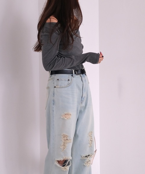 AKTE(アクテ)の「アシンメトリーギャザーカットソープルオーバー(Tシャツ/カットソー・レディース・アイボリー/チャコールグレー/セージグリーン・FREE)」の9枚目の写真