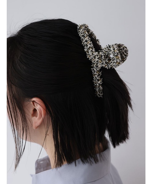 Edit Sheen（エディットシーン）の「ツイード調ヘアクリップ（ヘアゴム・レディース・ベージュ/ブラック・FREE）」の2枚目の写真