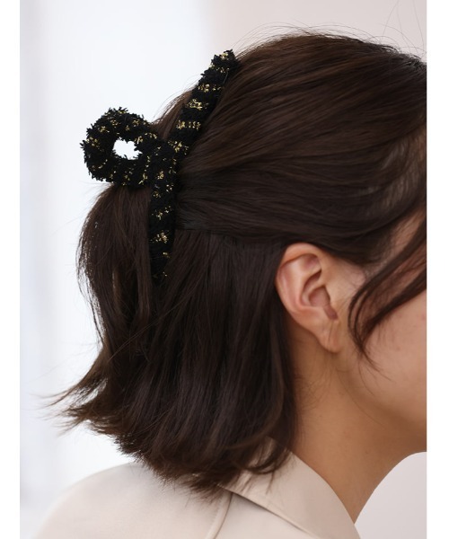 Edit Sheen（エディットシーン）の「ツイード調ヘアクリップ（ヘアゴム・レディース・ベージュ/ブラック・FREE）」の3枚目の写真