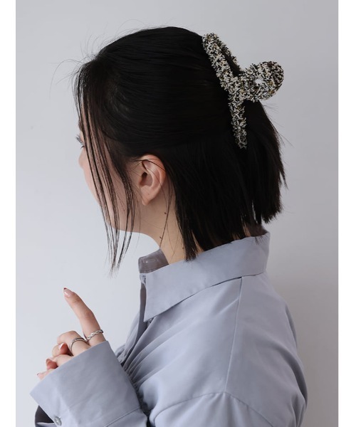 Edit Sheen（エディットシーン）の「ツイード調ヘアクリップ（ヘアゴム・レディース・ベージュ/ブラック・FREE）」の5枚目の写真