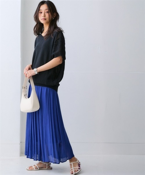 nissen（ニッセン）の「綿１００％透かし編ドルマンニット＜大きいサイズ有＞（ニット/セーター・レディース・グリーン/テラコッタ/アイボリー/ブラック・3L/LL/L/M/S）」の9枚目の写真