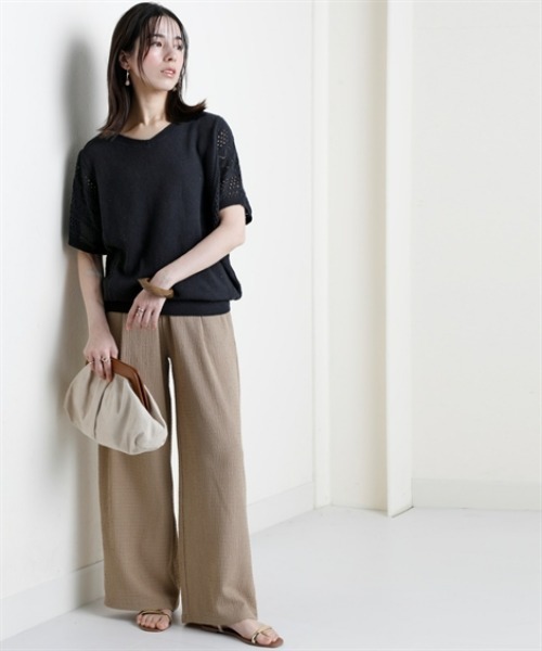 nissen（ニッセン）の「綿１００％透かし編ドルマンニット＜大きいサイズ有＞（ニット/セーター・レディース・グリーン/テラコッタ/アイボリー/ブラック・3L/LL/L/M/S）」の19枚目の写真