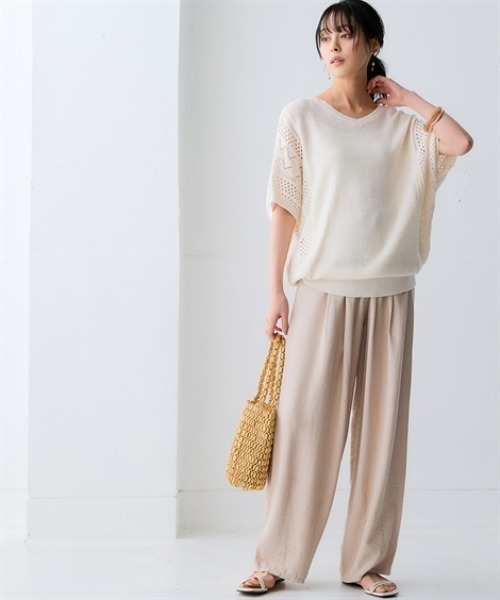 nissen（ニッセン）の「綿１００％透かし編ドルマンニット＜大きいサイズ有＞（ニット/セーター・レディース・グリーン/テラコッタ/アイボリー/ブラック・3L/LL/L/M/S）」の20枚目の写真