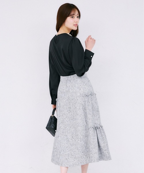 tocco closet（トッコ　クローゼット）の「サイドティアードフリルサマーツイードスカート（スカート・レディース・ピンク/ブラック・M）」の8枚目の写真