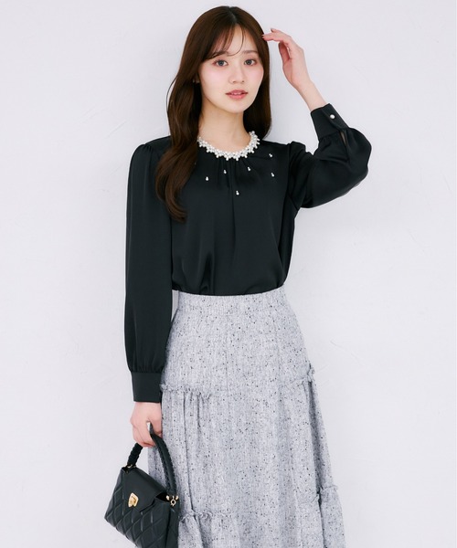 tocco closet（トッコ　クローゼット）の「サイドティアードフリルサマーツイードスカート（スカート・レディース・ピンク/ブラック・M）」の7枚目の写真