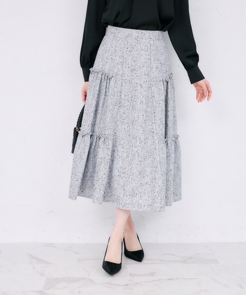 tocco closet（トッコ　クローゼット）の「サイドティアードフリルサマーツイードスカート（スカート・レディース・ピンク/ブラック・M）」の10枚目の写真