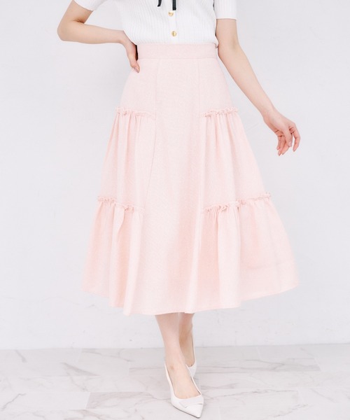 tocco closet（トッコ　クローゼット）の「サイドティアードフリルサマーツイードスカート（スカート・レディース・ピンク/ブラック・M）」の20枚目の写真