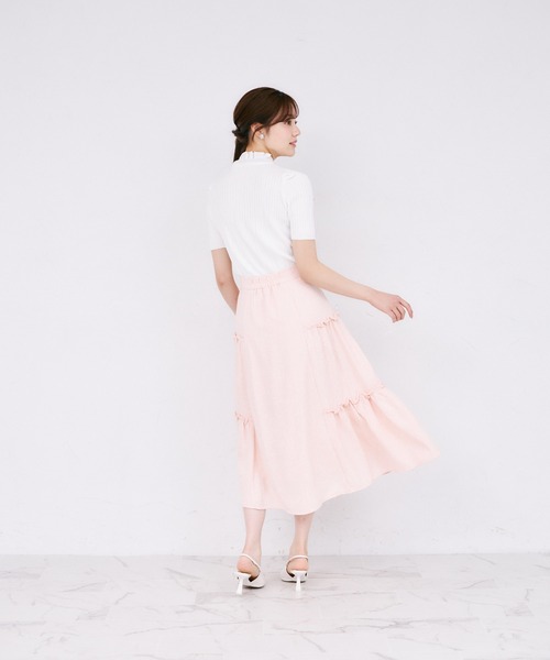 tocco closet（トッコ　クローゼット）の「サイドティアードフリルサマーツイードスカート（スカート・レディース・ピンク/ブラック・M）」の15枚目の写真