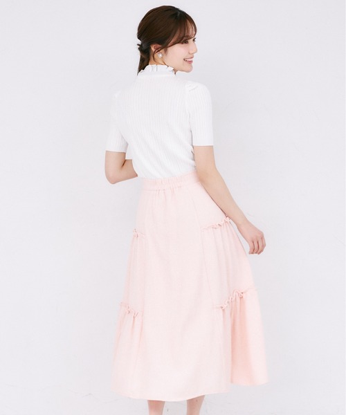 tocco closet（トッコ　クローゼット）の「サイドティアードフリルサマーツイードスカート（スカート・レディース・ピンク/ブラック・M）」の19枚目の写真