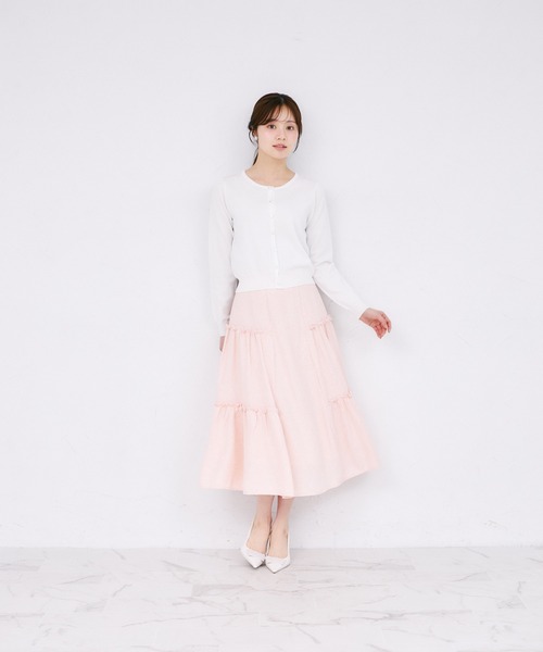 tocco closet（トッコ　クローゼット）の「サイドティアードフリルサマーツイードスカート（スカート・レディース・ピンク/ブラック・M）」の11枚目の写真