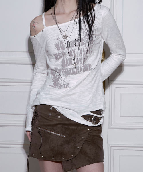 NOT KNOWING（ノットノーイング）の「Destroyed Back Lace Top (WHITE)（Tシャツ/カットソー・レディース・その他・FREE）」の3枚目の写真