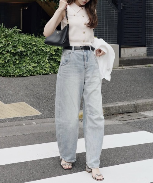 rienda(リエンダ)の「ゴールドボタンノースリニットトップス 春服 夏服 ノースリーブ(ニット/セーター・レディース・ライトピンク/グレー/キャメル/ネイビー・FREE)」の18枚目の写真