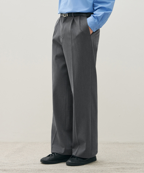 DRAW FIT（ドローフィット）の「ツーピンタックバンディングワイドスラックス [グレー]（スラックス・メンズ・その他・SMALL/MEDIUM/LARGE/X-LARGE/XX-LARGE）」の2枚目の写真