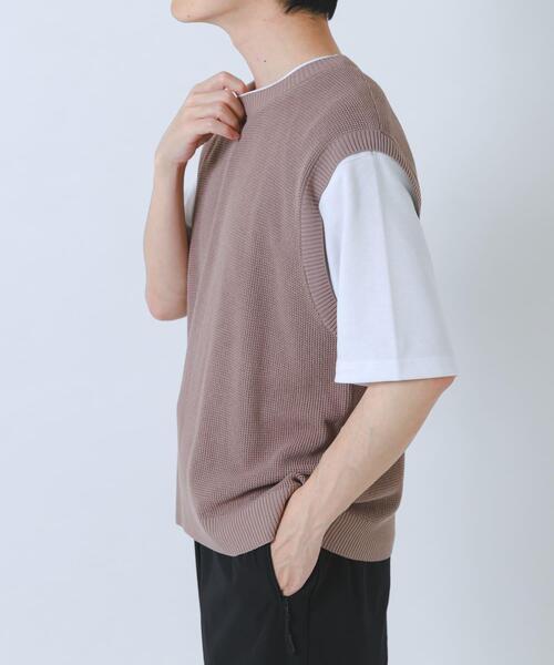 ITEMS URBANRESEARCH（アイテムズ アーバンリサーチ）の「『接触冷感/抗菌』高機能ニットベスト+5分袖Tシャツset(楽着シリーズ)（ニット/セーター・メンズ・モカ/ブラック/グレー・LARGE/MEDIUM）」の3枚目の写真
