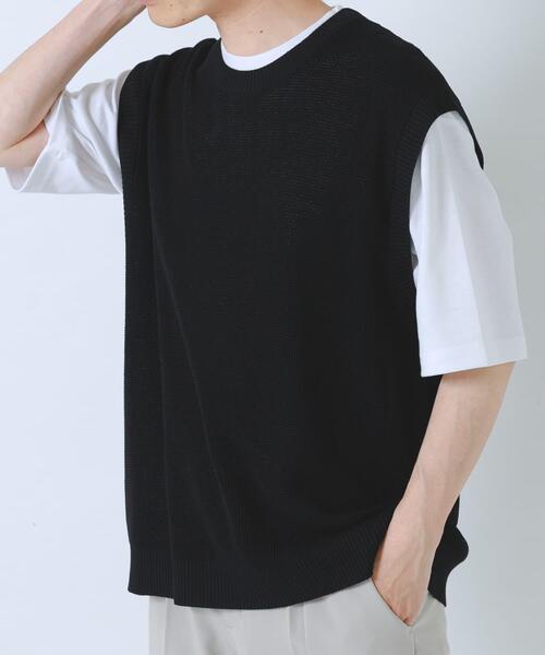 ITEMS URBANRESEARCH(アイテムズ アーバンリサーチ)の「『接触冷感/抗菌』高機能ニットベスト+5分袖Tシャツset(楽着シリーズ)(ニット/セーター・メンズ・モカ/ブラック/グレー・LARGE/MEDIUM)」の20枚目の写真