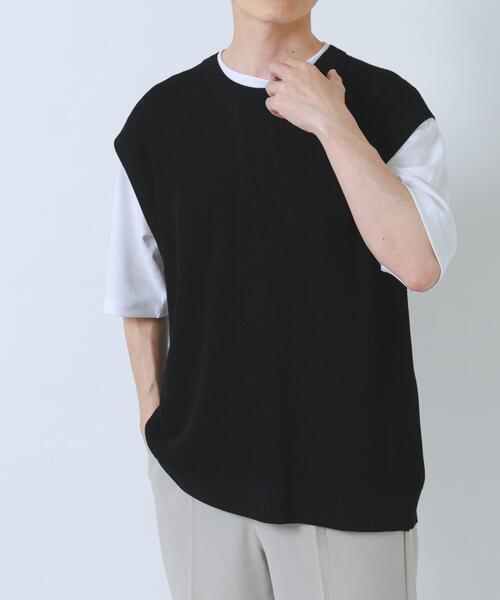 ITEMS URBANRESEARCH(アイテムズ アーバンリサーチ)の「『接触冷感/抗菌』高機能ニットベスト+5分袖Tシャツset(楽着シリーズ)(ニット/セーター・メンズ・モカ/ブラック/グレー・LARGE/MEDIUM)」の22枚目の写真