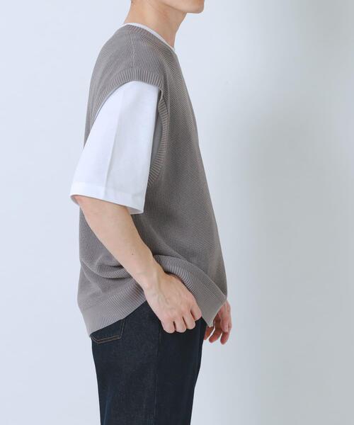 ITEMS URBANRESEARCH（アイテムズ アーバンリサーチ）の「『接触冷感/抗菌』高機能ニットベスト+5分袖Tシャツset(楽着シリーズ)（ニット/セーター・メンズ・モカ/ブラック/グレー・LARGE/MEDIUM）」の20枚目の写真