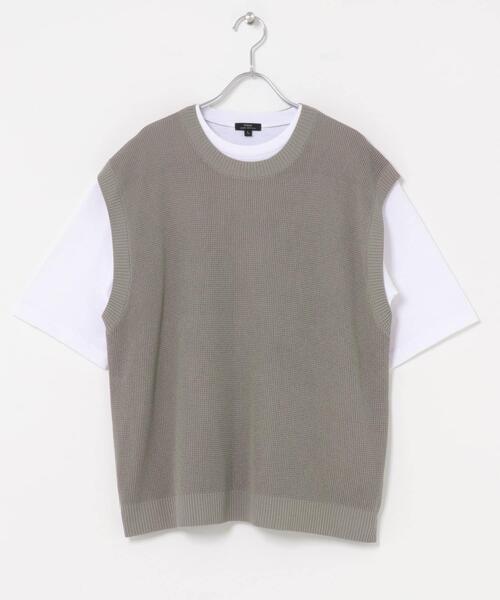 ITEMS URBANRESEARCH（アイテムズ アーバンリサーチ）の「『接触冷感/抗菌』高機能ニットベスト+5分袖Tシャツset(楽着シリーズ)（ニット/セーター・メンズ・モカ/ブラック/グレー・LARGE/MEDIUM）」の18枚目の写真