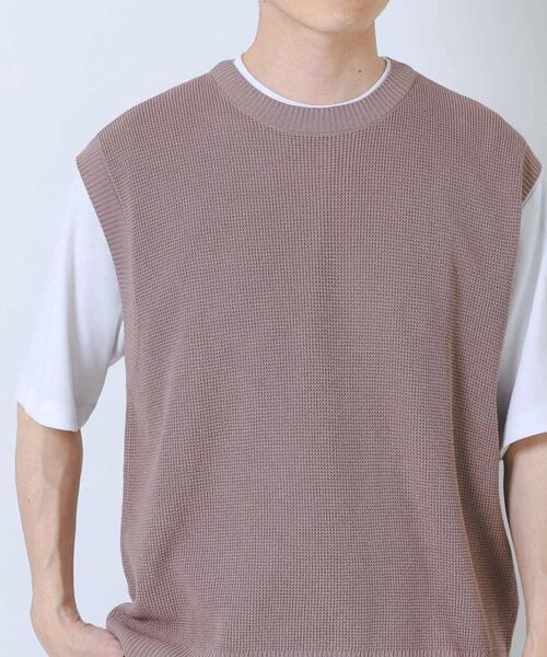ITEMS URBANRESEARCH（アイテムズ アーバンリサーチ）の「『接触冷感/抗菌』高機能ニットベスト+5分袖Tシャツset(楽着シリーズ)（ニット/セーター・メンズ・モカ/ブラック/グレー・LARGE/MEDIUM）」の10枚目の写真