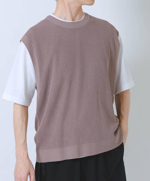 ITEMS URBANRESEARCH（アイテムズ アーバンリサーチ）の「『接触冷感/抗菌』高機能ニットベスト+5分袖Tシャツset(楽着シリーズ)（ニット/セーター・メンズ・モカ/ブラック/グレー・LARGE/MEDIUM）」の7枚目の写真