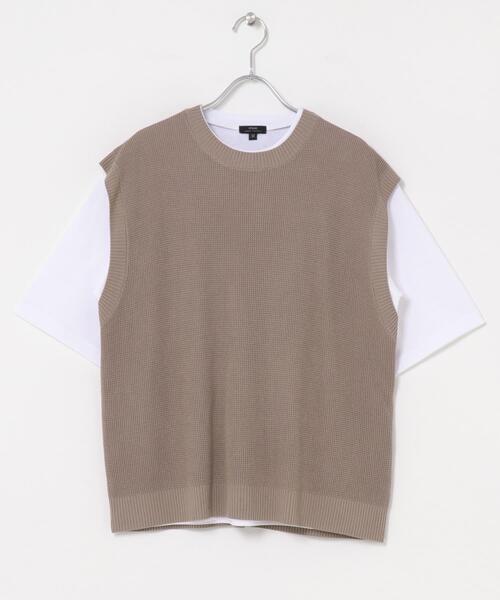ITEMS URBANRESEARCH（アイテムズ アーバンリサーチ）の「『接触冷感/抗菌』高機能ニットベスト+5分袖Tシャツset(楽着シリーズ)（ニット/セーター・メンズ・モカ/ブラック/グレー・LARGE/MEDIUM）」の5枚目の写真