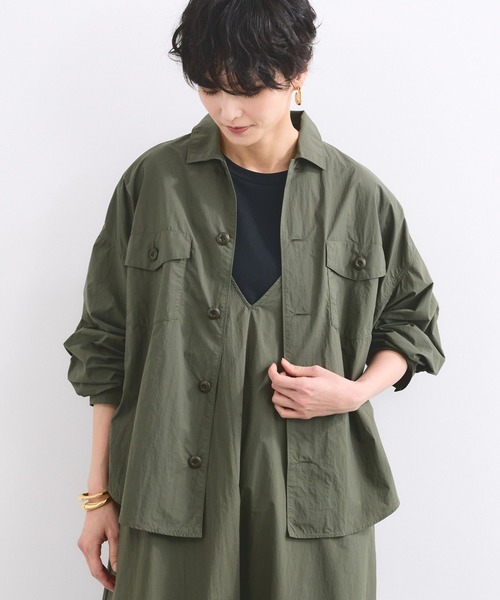 BARNYARDSTORM（バンヤードストーム）の「BARNYARDSTORM / トラベルワークシャツ【撥水 / JAPAN FABRIC】（シャツ/ブラウス・レディース・カーキ/チャコール・0/1）」の4枚目の写真