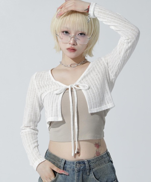 ANAP(アナップ)の「ボレロ カーディガン(カーディガン/ボレロ・レディース・ホワイト/ベージュ/ダークグレー・F)」の1枚目の写真