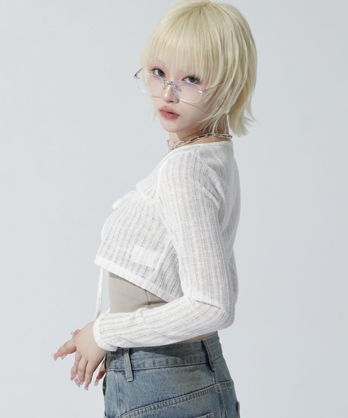 ANAP(アナップ)の「ボレロ カーディガン(カーディガン/ボレロ・レディース・ホワイト/ベージュ/ダークグレー・F)」の6枚目の写真