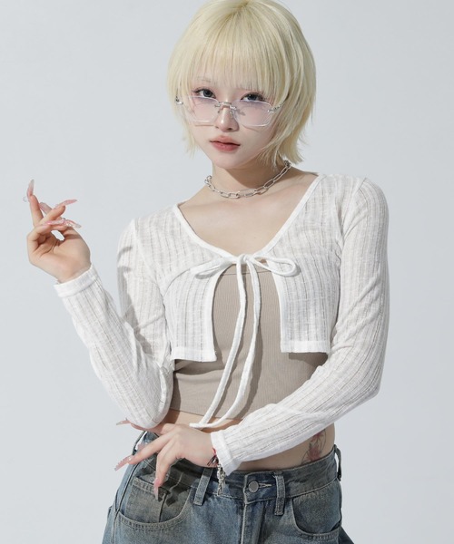 ANAP(アナップ)の「ボレロ カーディガン(カーディガン/ボレロ・レディース・ホワイト/ベージュ/ダークグレー・F)」の4枚目の写真